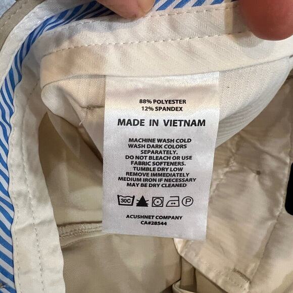 Footjoy Pants Mens 36 Light Beige Flat Front Lightweight Performance Golf Chino - Picture 9 of 13